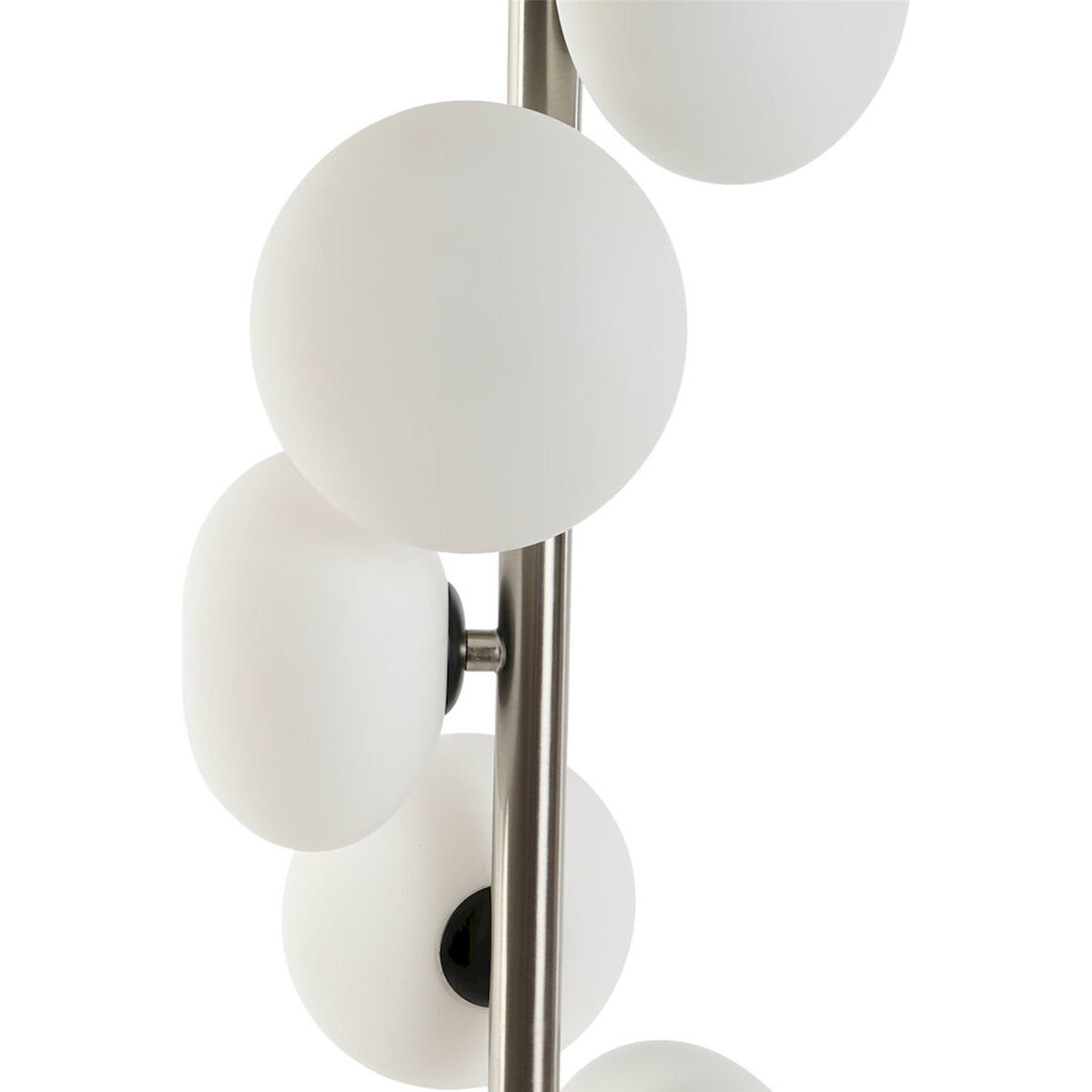 Lampadaire boule en verre et marbre MODERNO blanc opalin et argent mat, RECOLLECTION