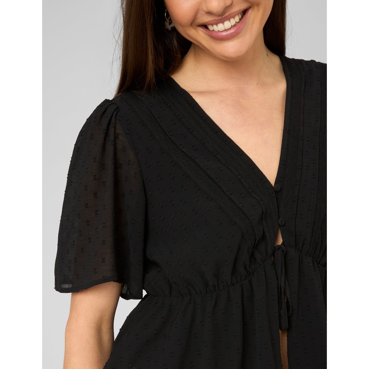 Blouse en plumetis noir, BZB