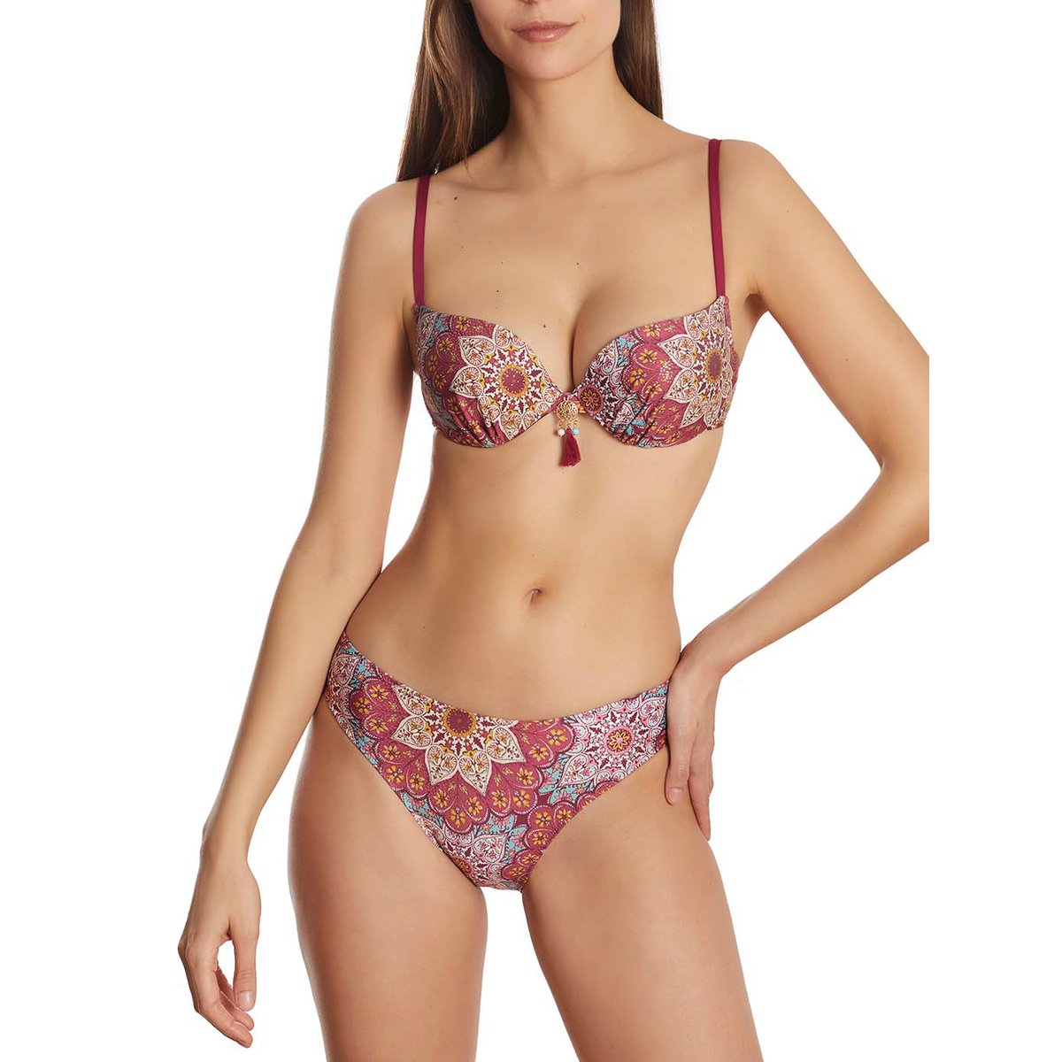 Haut maillot de bain balconnet multipositions Mandala prune, SELMARK MARE