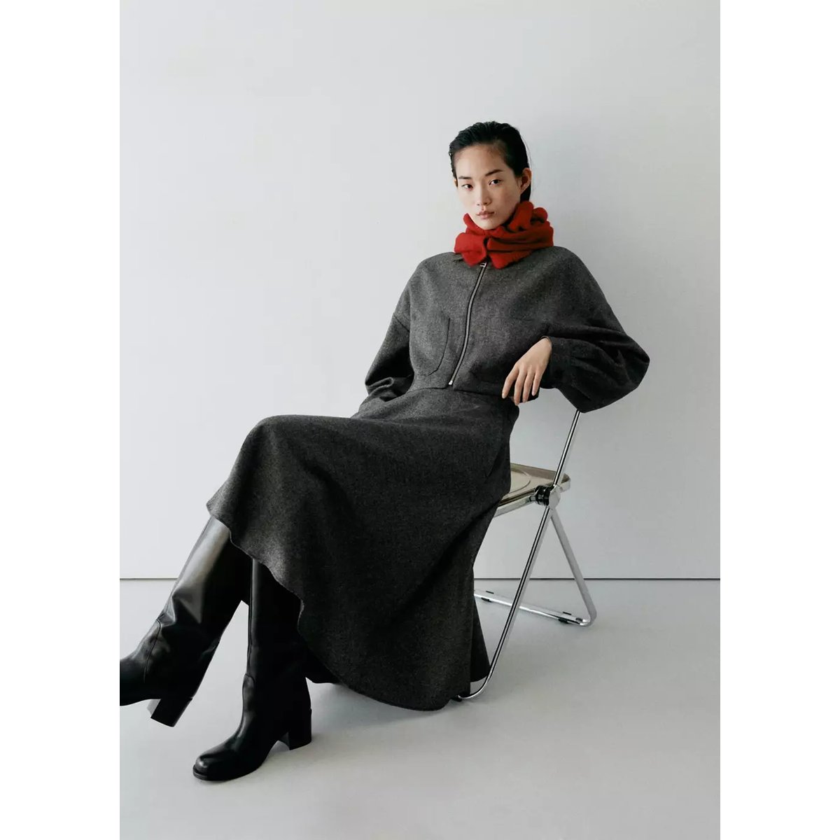 Jupe midi évasée noir, MANGO