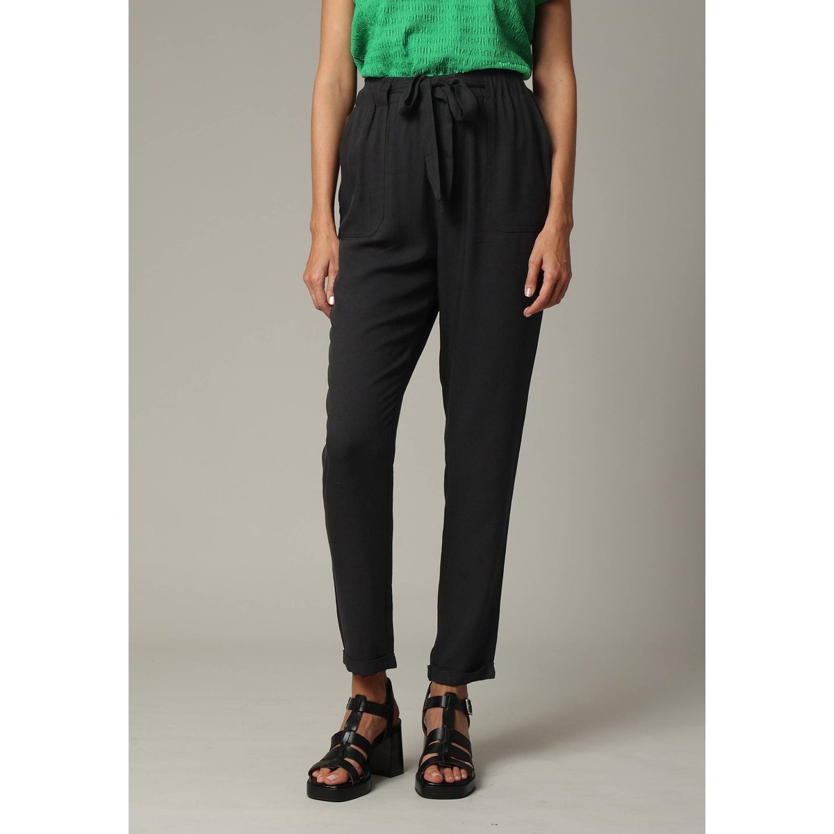 Pantalon fluide uni ELIDA black, DEELUXE