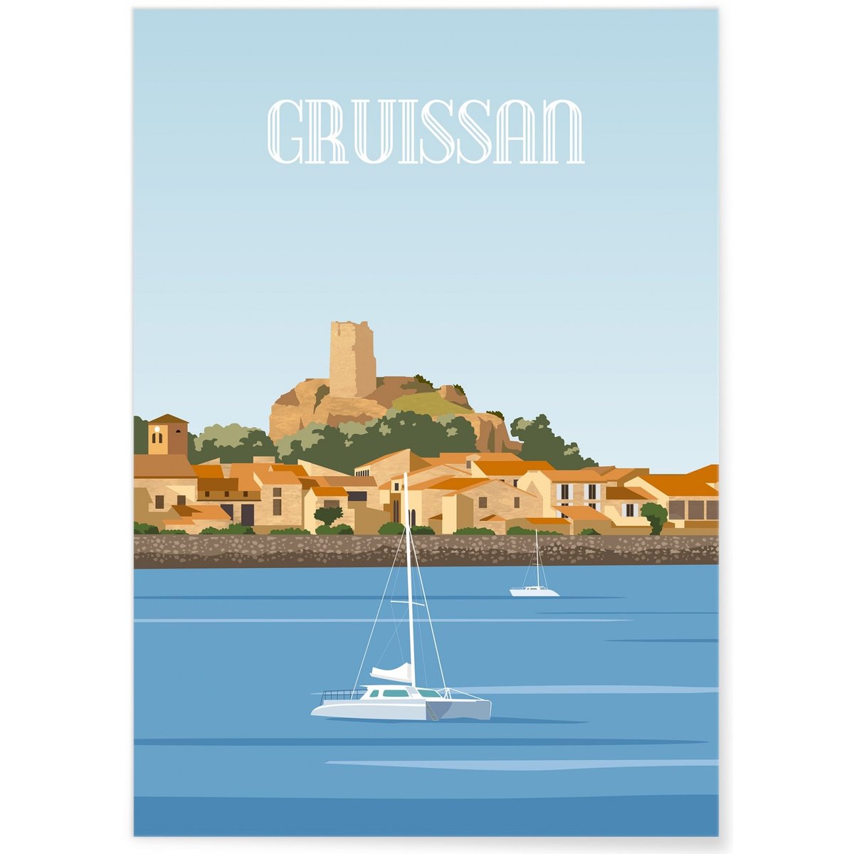 Affiche ville Gruissan blanc, L'AFFICHERIE