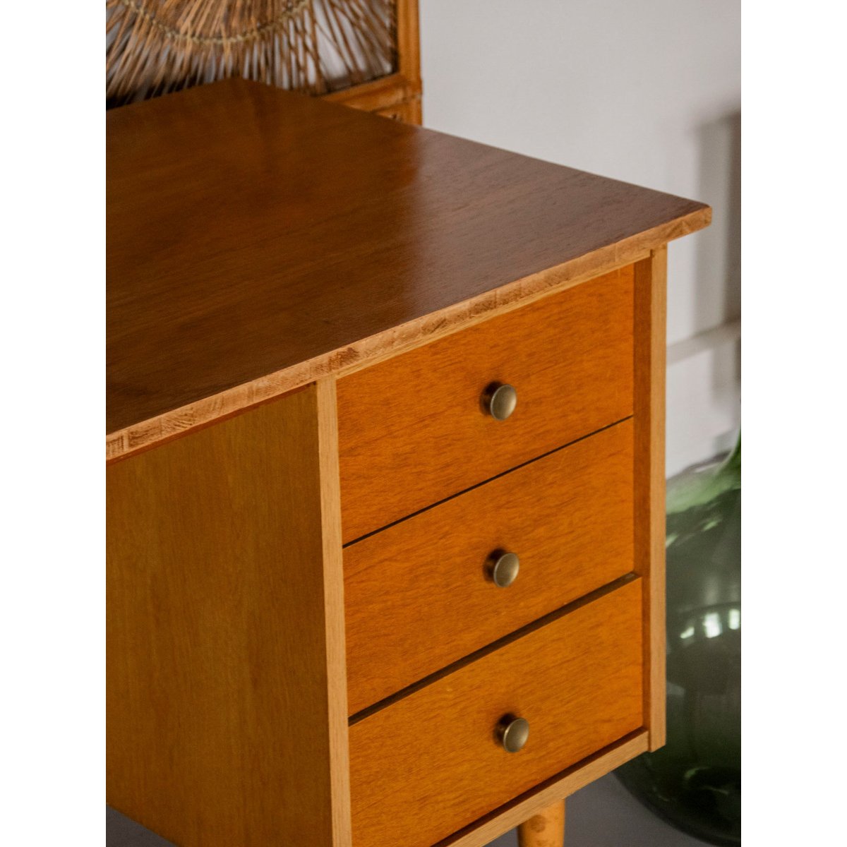 Bureau au style scandinave Yvan N°556 - Bon état bois clair, DEBONGOUT