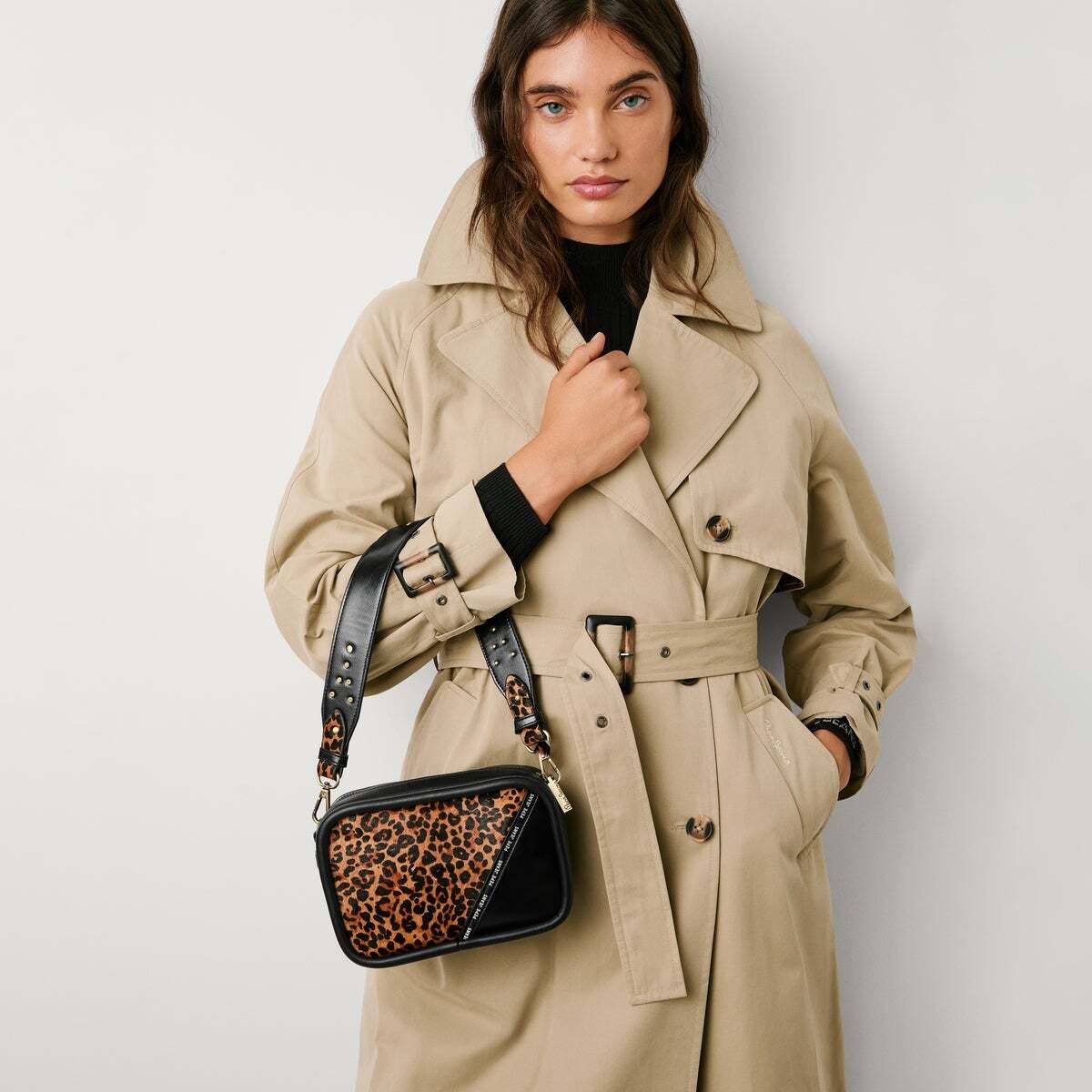 Sac Effet Cuir Imprimé Animal noir, PEPE JEANS