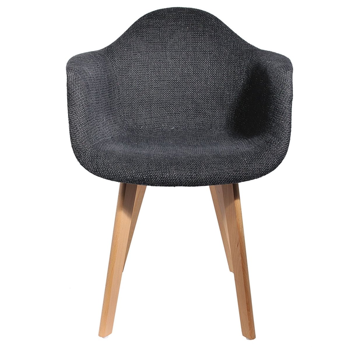 Fauteuil design scandinave en grosse maille FLORA noir, THE HOME DECO FACTORY