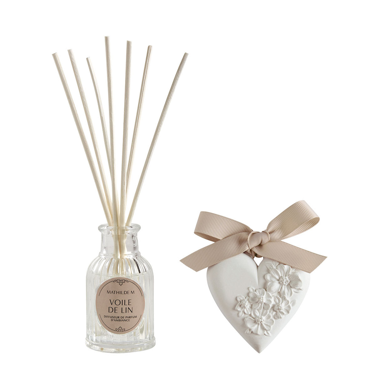 Coffret diffuseur et décor parfumé Voile de Lin TRÉSOR DE FLEURS rose, MATHILDE M