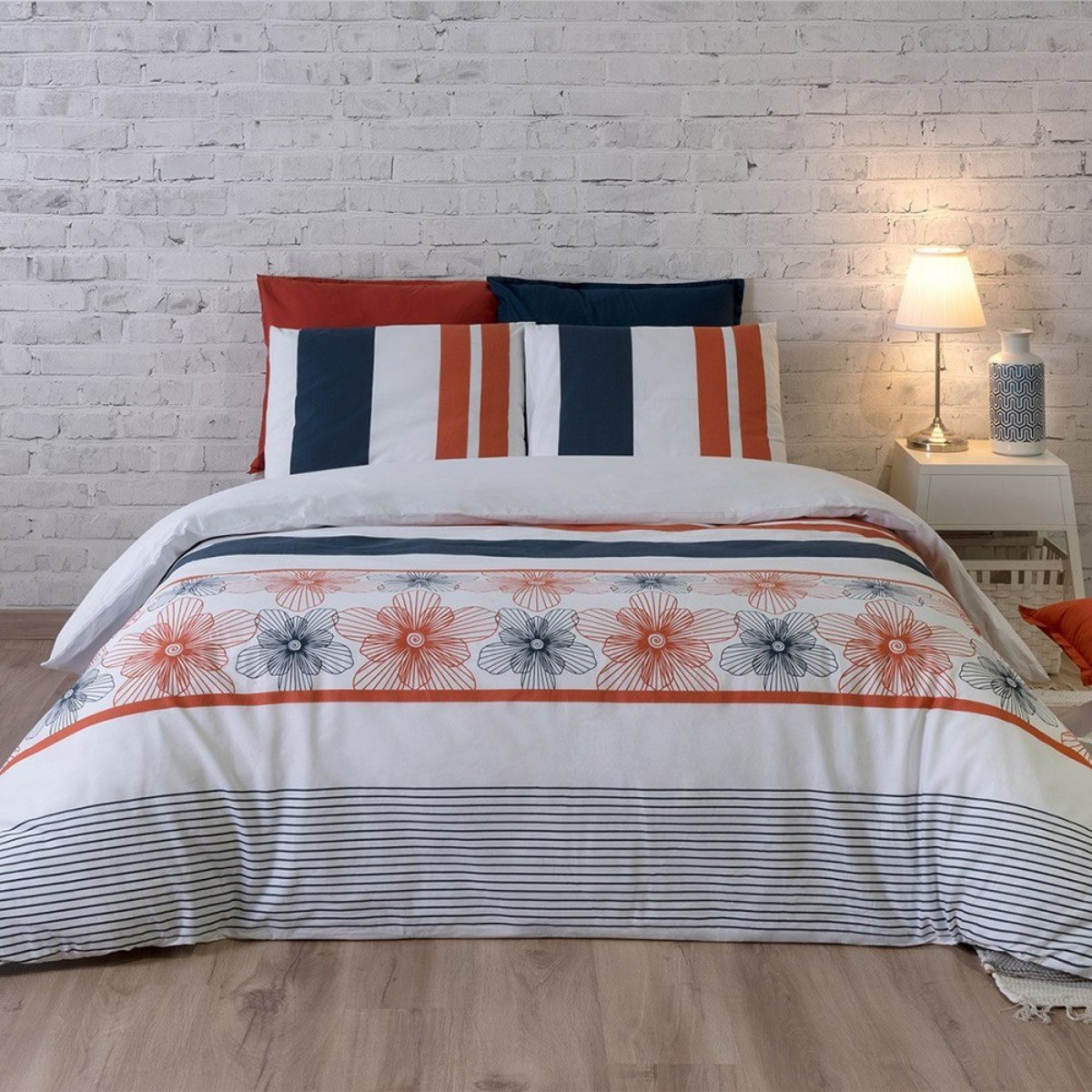Housse de couette 260x240 Elégance + 2 taies coton 57 fils blanc, DECORATIE