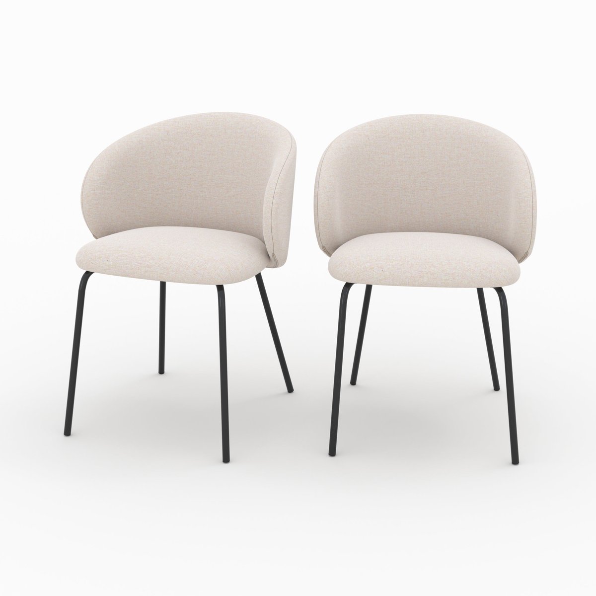 Lot de 2 chaises en tissu et pieds en métal - VICTORIA beige, MAISON PAVANE