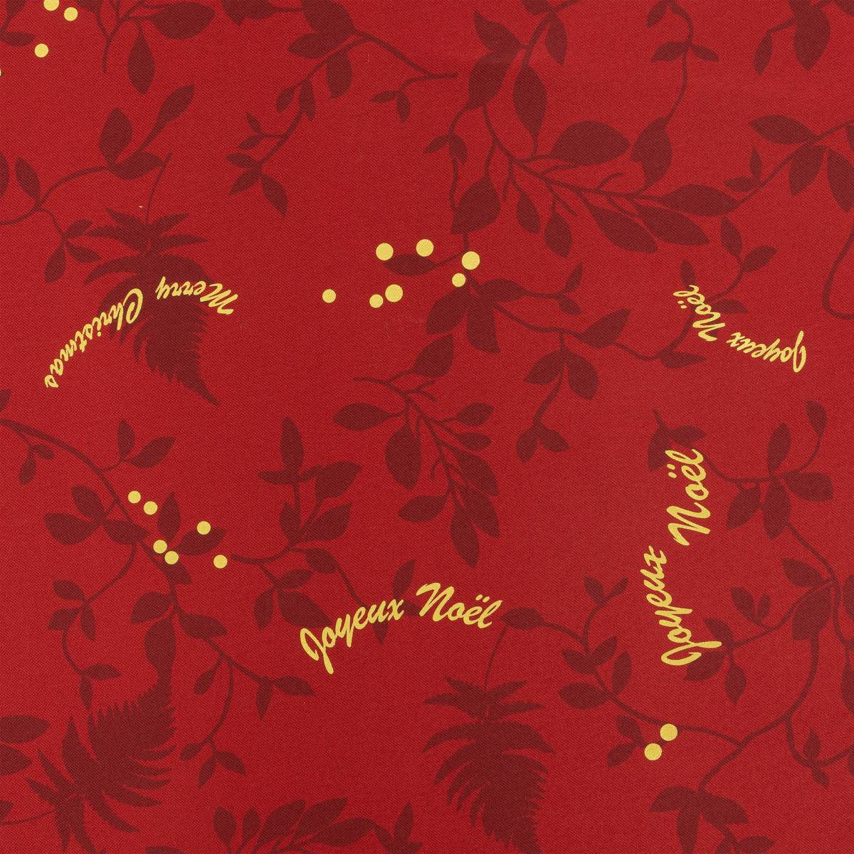 Nappe de Noël "Colorama de Noël" motif feuilles anti-tâche D180cm rouge, FEERIC LIGHTS & CHRISTMAS