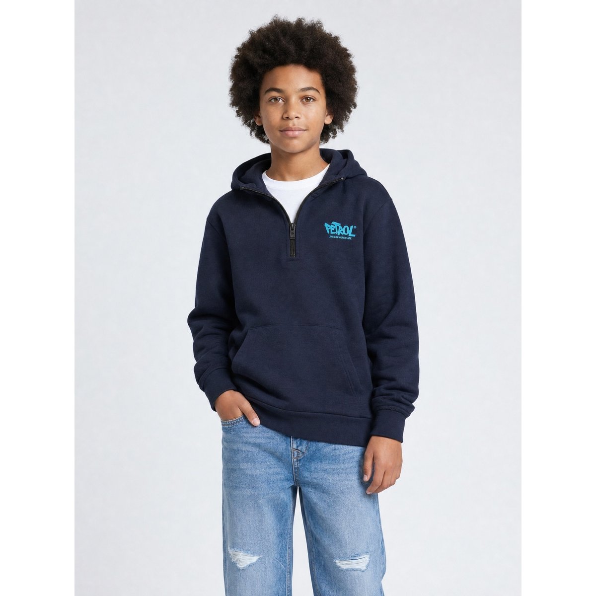 Sweat à capuche demi-zip millpark bleu royal navy, PETROL INDUSTRIES