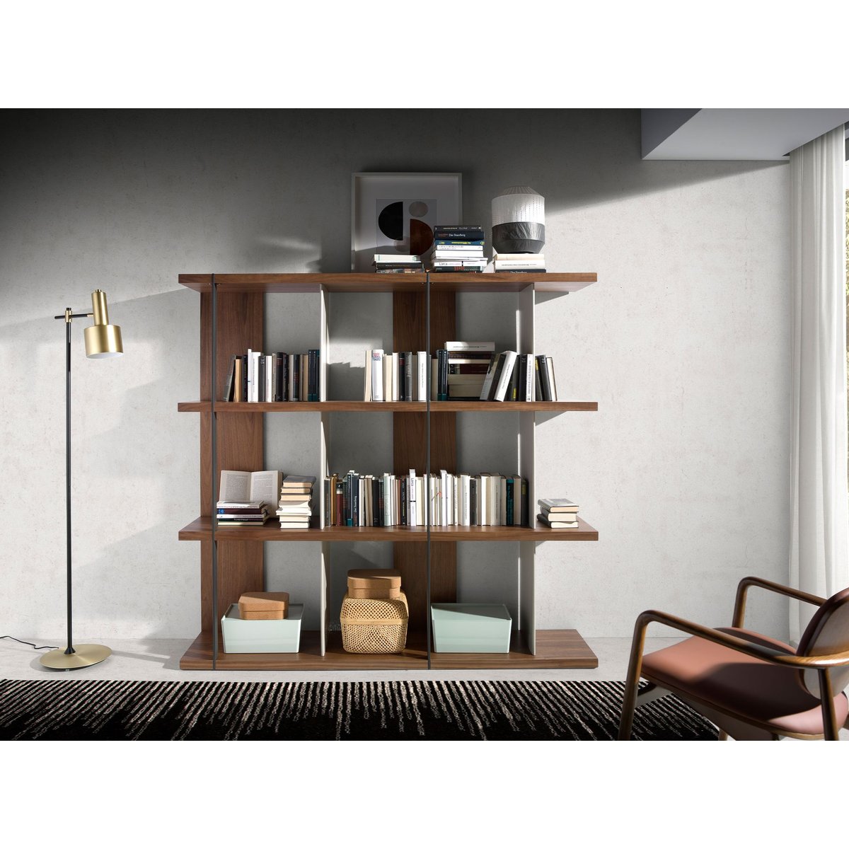 Etagère en noyer et bois gris gris | noyer | noir, ANGEL CERDA
