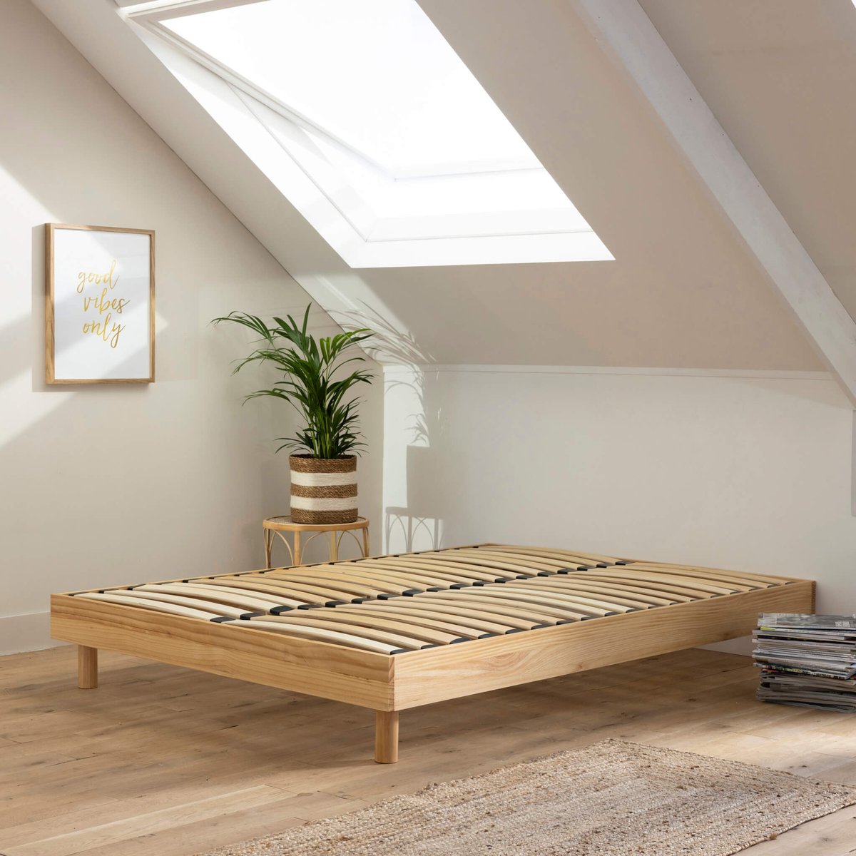 Sommier kit en bois massif bois clair, TERRE DE NUIT