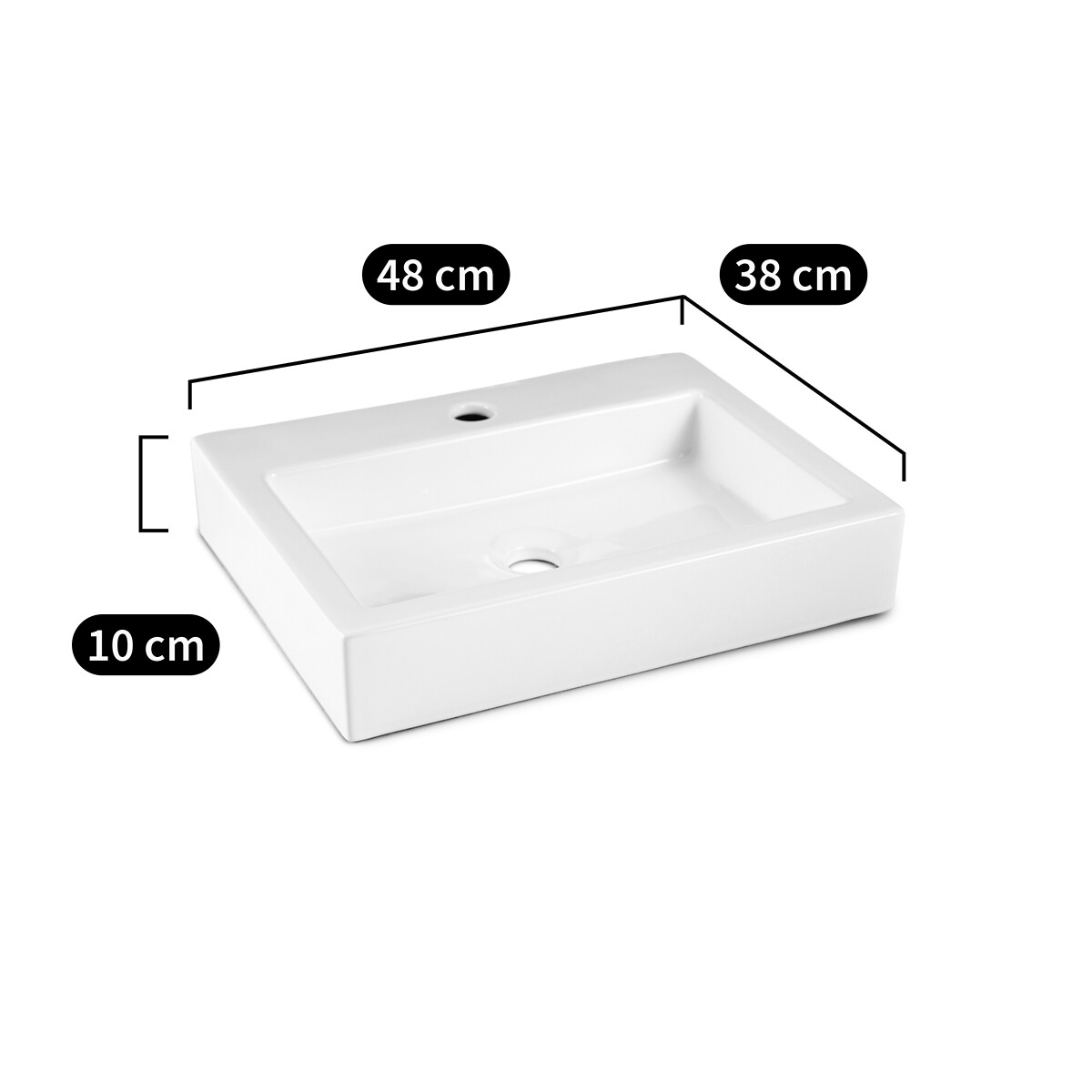 Lavabo rectangular de cerámica Adles blanco, LA REDOUTE INTERIEURS