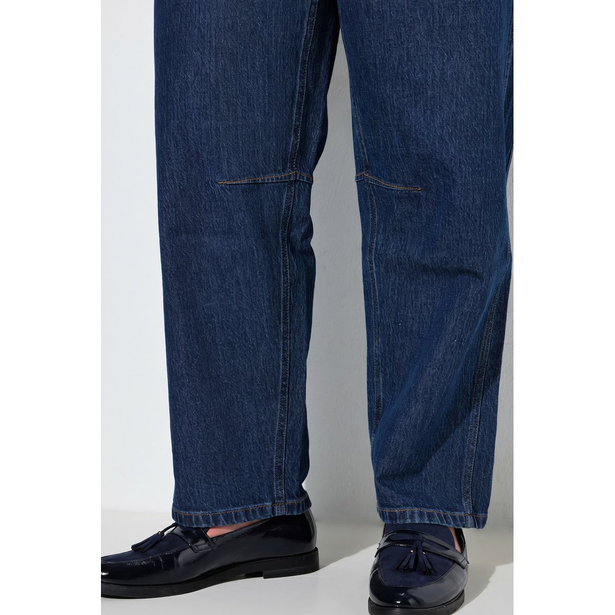 Jean Barrel en coton bio, taille confortable bleu jean, ULLA POPKEN