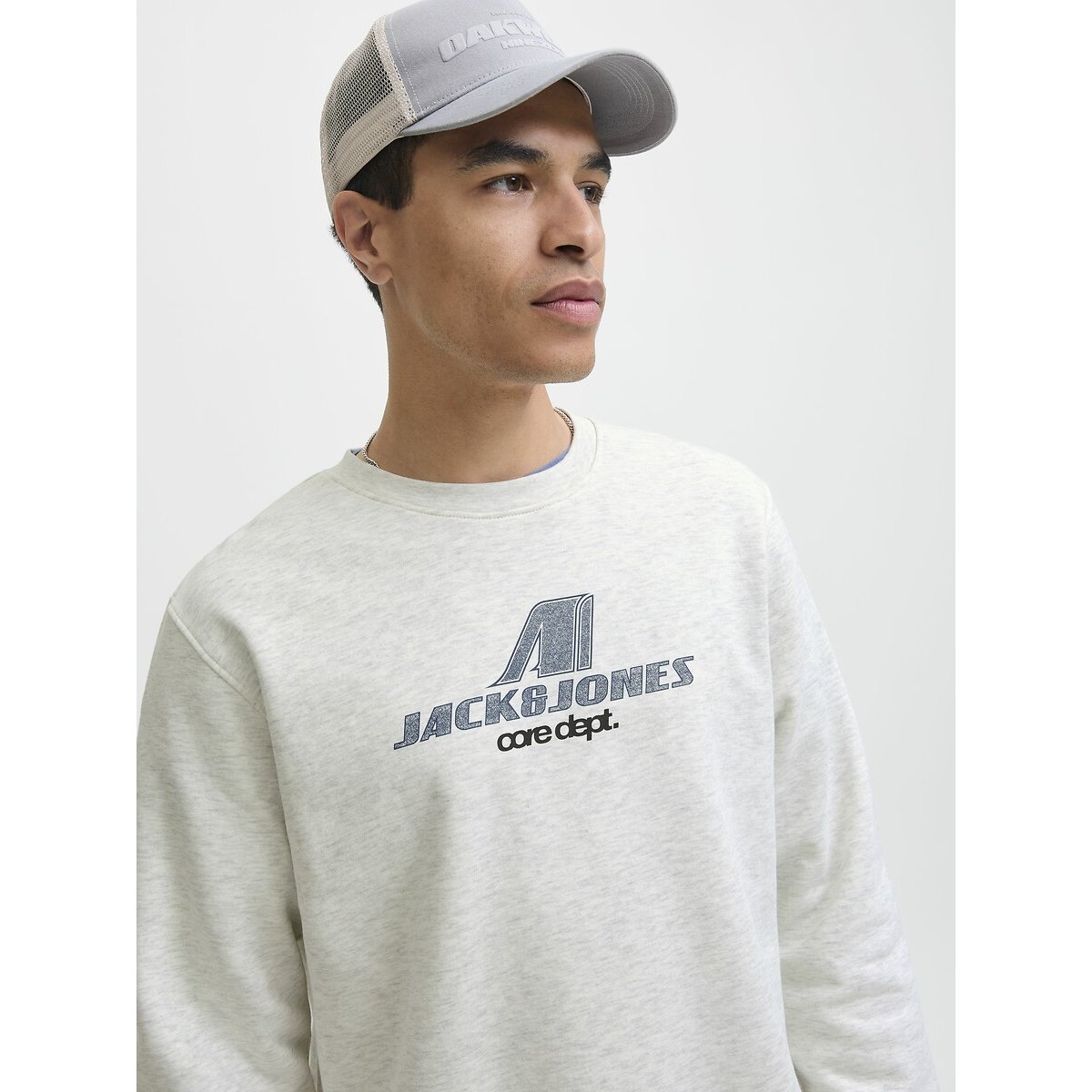 Sweat col rond blanc chiné, JACK & JONES