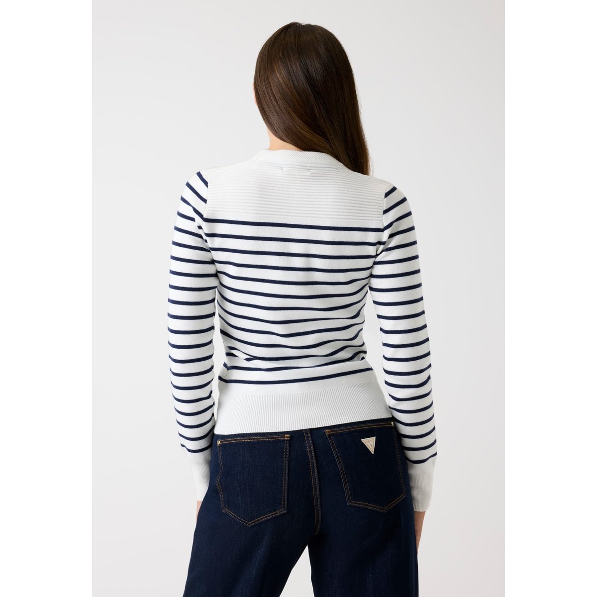 Pull Rayé Laine Mélangée blanc multicolore, GUESS