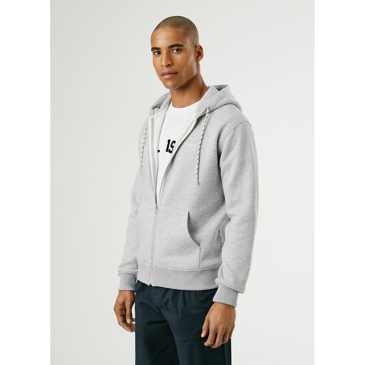 Sweat zippé à capuche Macbeth gris, PEPE JEANS