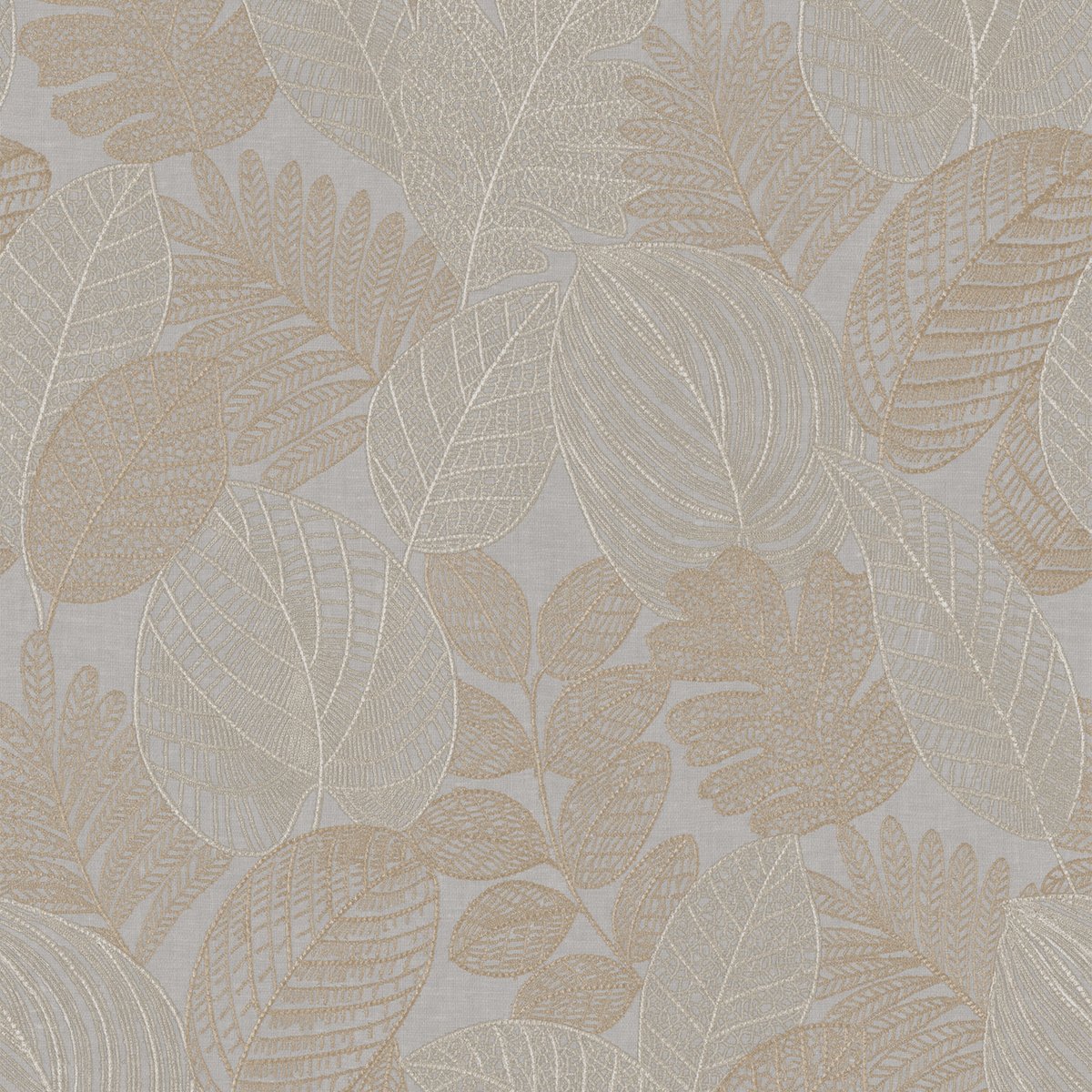 Papier peint Feuilles dentelle gris tourterelle, beige, SUBLIME