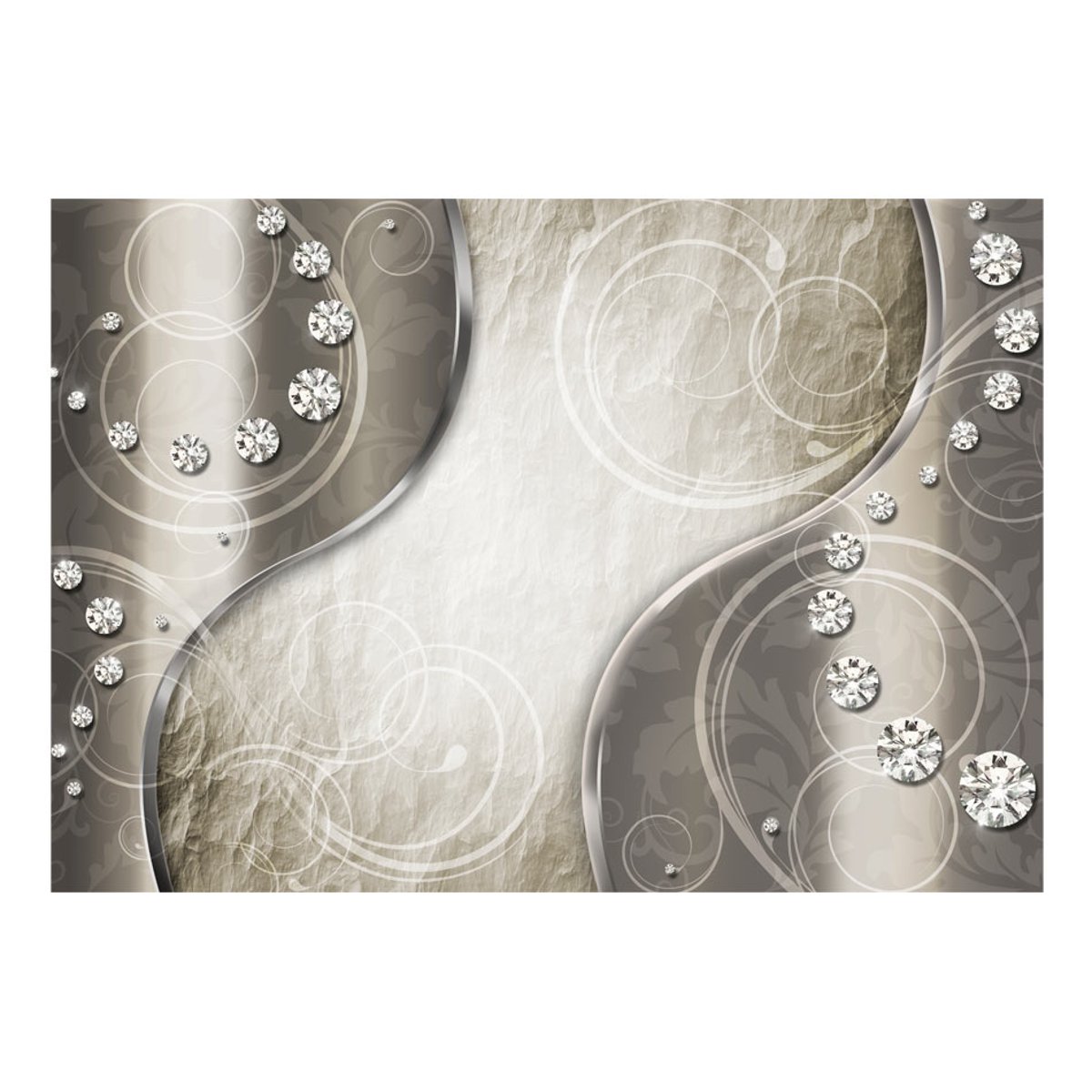 Papier peint intissé panoramique Abstractions Diamond route blanc, EDEN