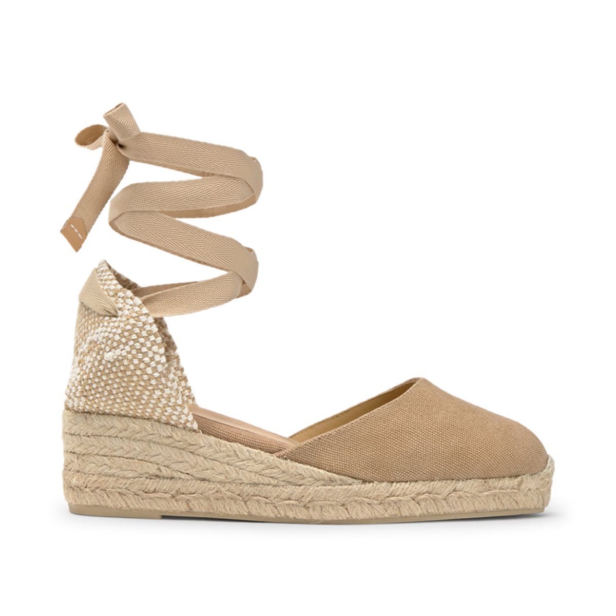 Espadrilles compensées à lacets avec plateforme tressée CARINA LIGHT PLATFORM sable, CASTANER