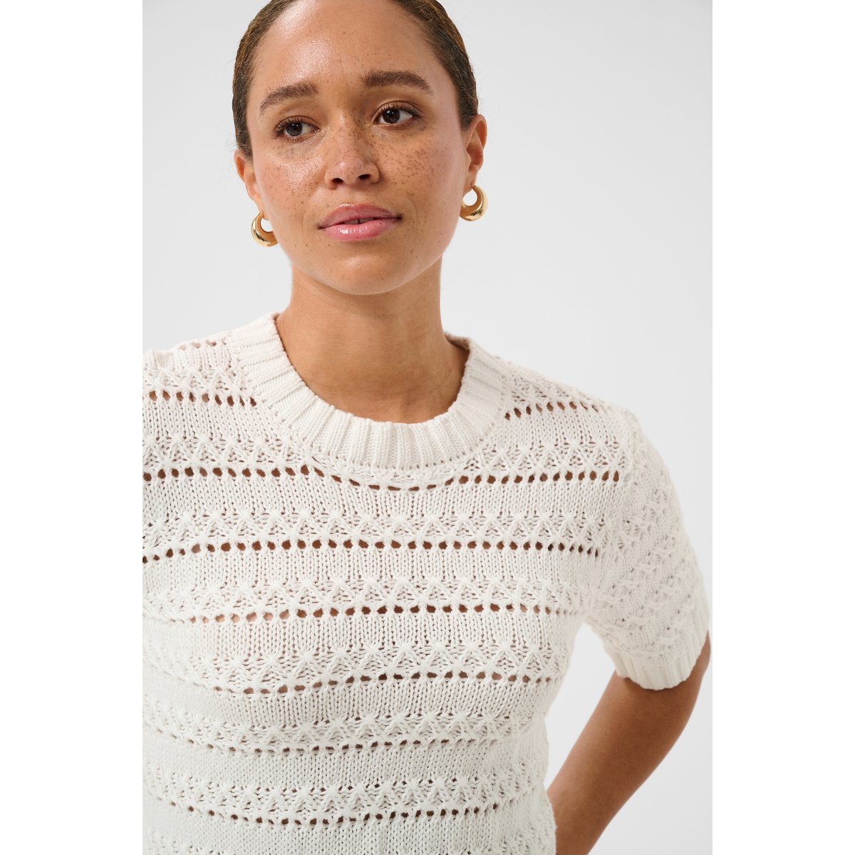 Pullover tricoté blanc, KAFFE