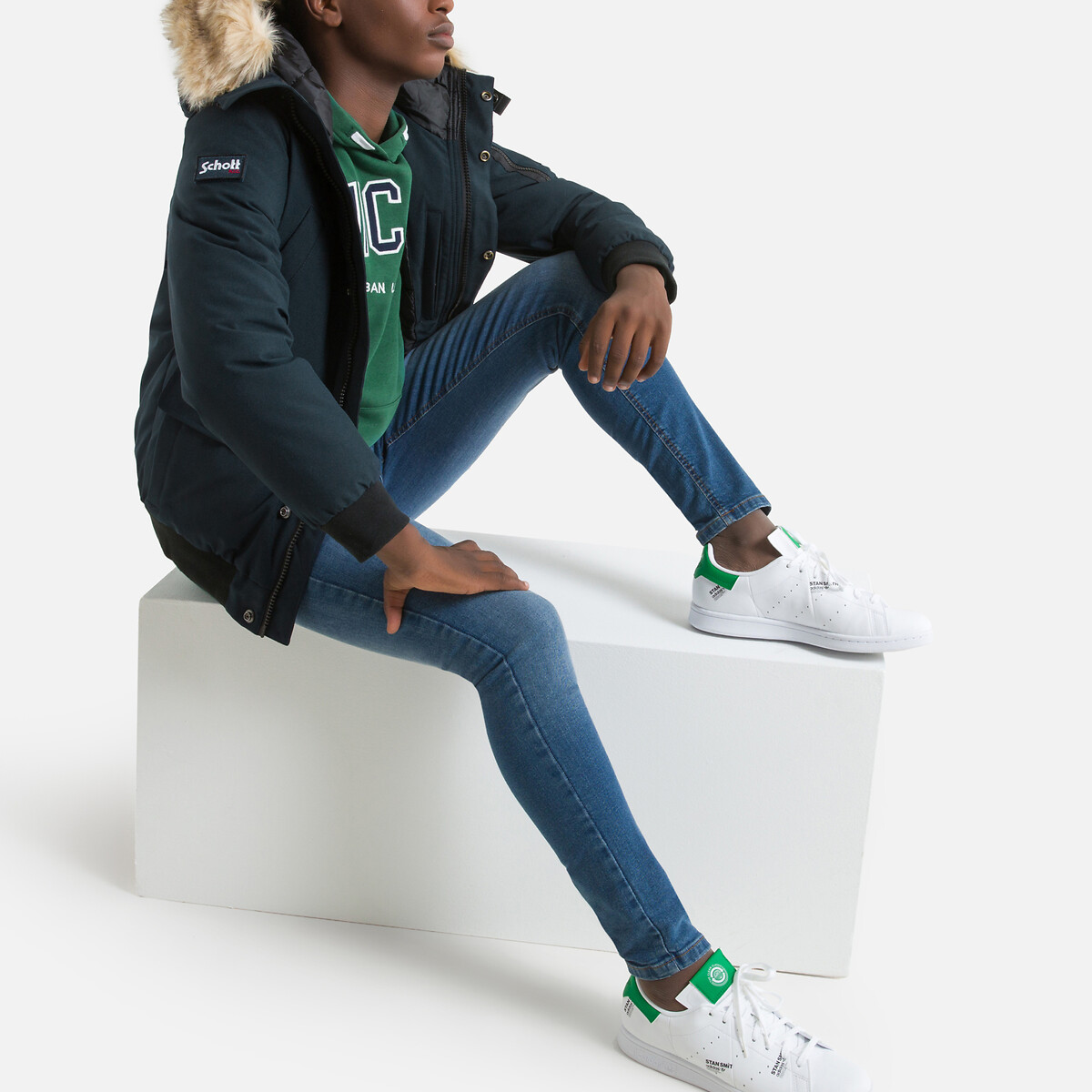 Parka à capuche 10-16 ans bleu marine, SCHOTT