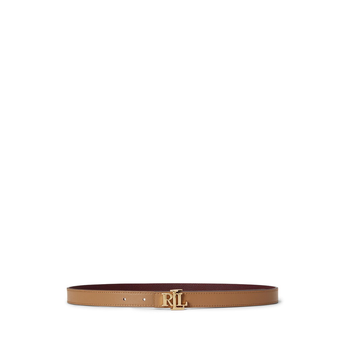 Ceinture fine réversible en cuir grainé bordeaux, LAUREN RALPH LAUREN