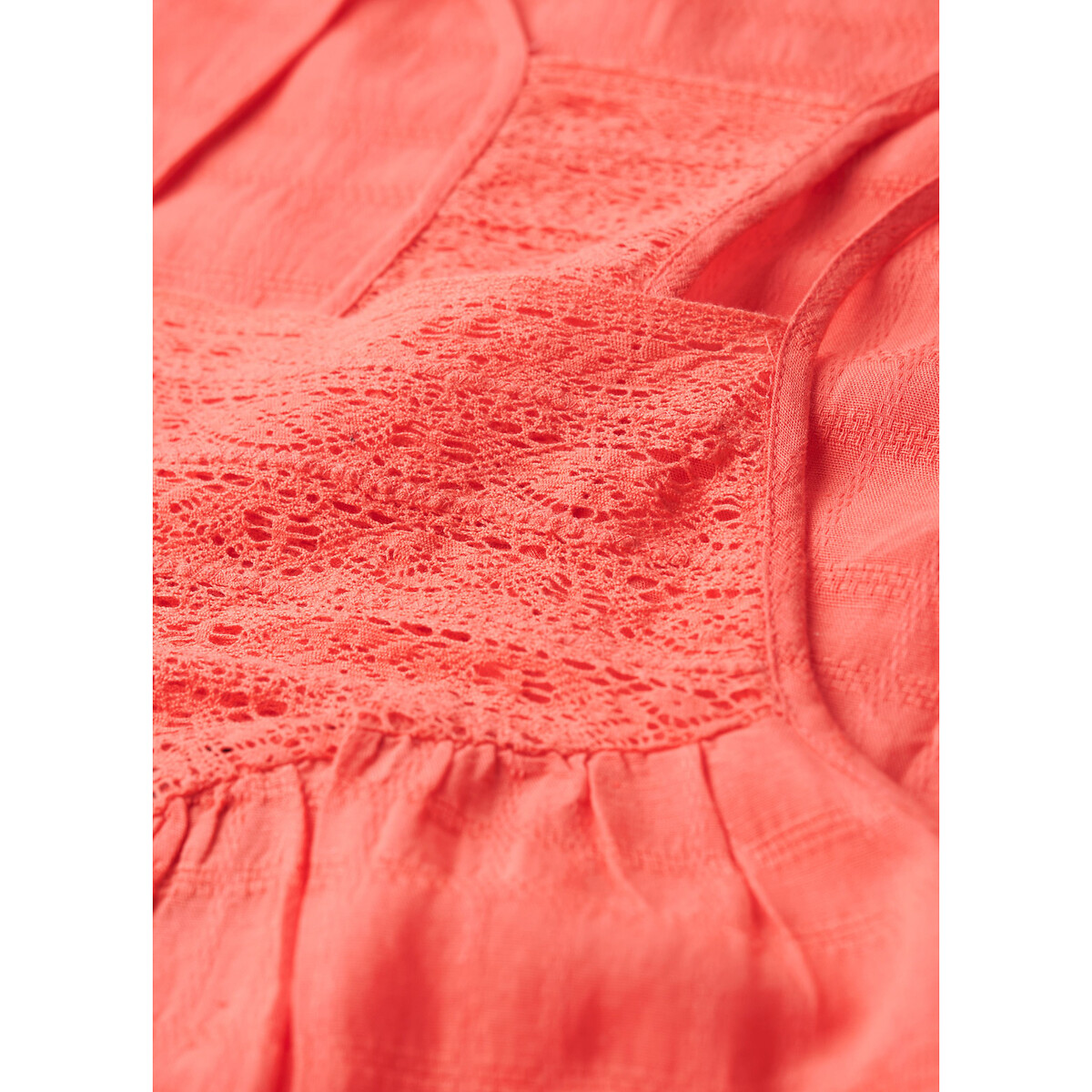Robe longue empiècement dentelle corail, SUPERDRY