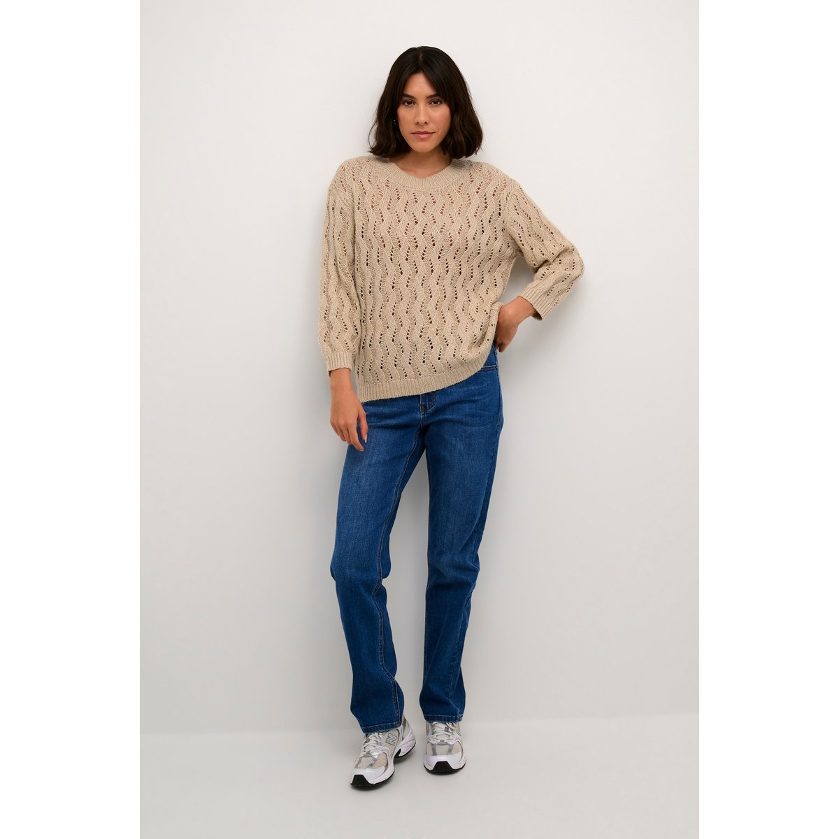 Knitted pullover beige feather gray melange, KAFFE