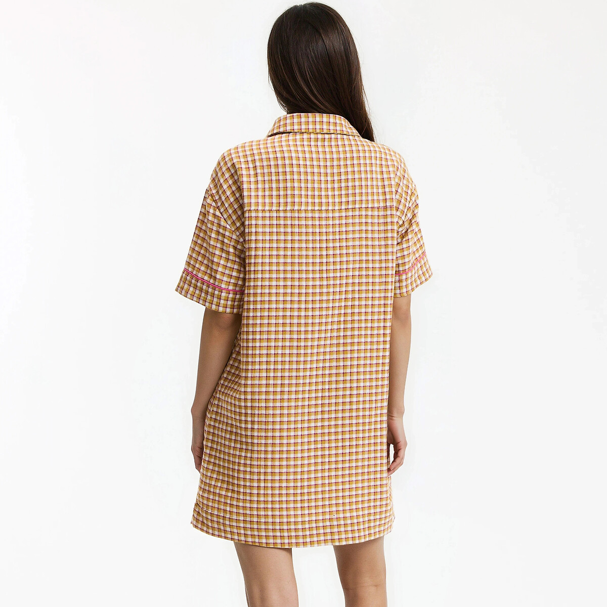 Chemise de nuit en pur coton, à carreaux carreaux, LA REDOUTE COLLECTIONS