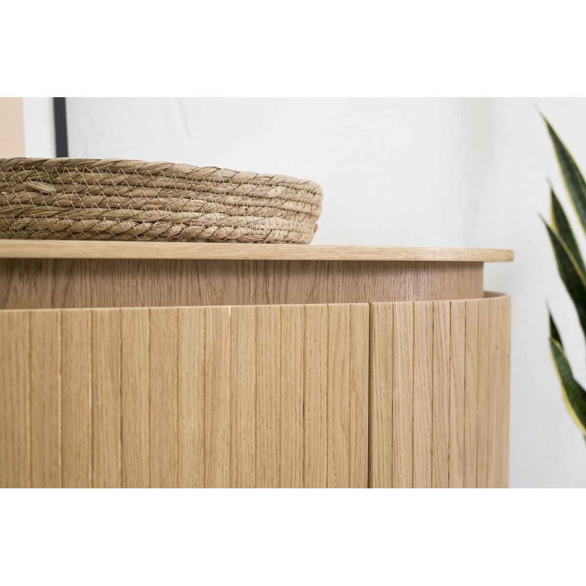 Buffet bas en placage 5 portes 180 cm, SORMIOU marron clair, BOBOCHIC