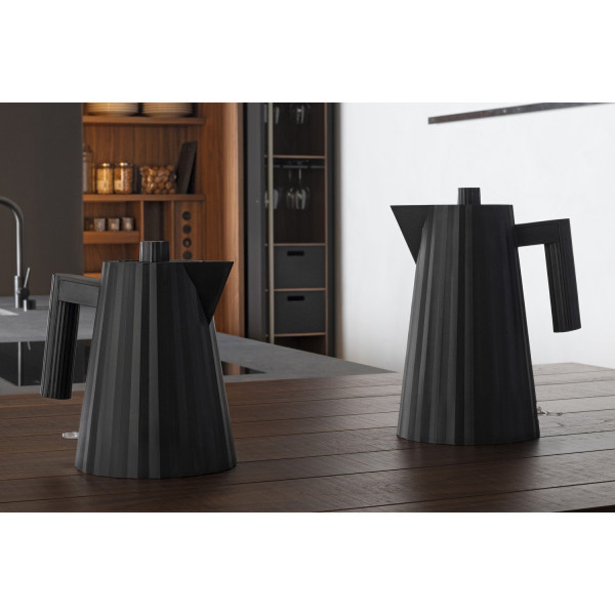 Bouilloire électrique plissé noir 1 l noir, ALESSI