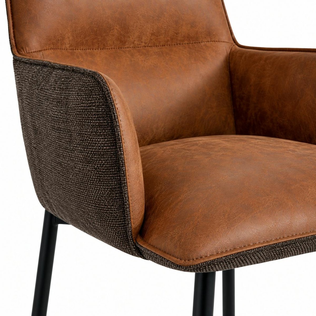 Tabouret de bar avec dossier bi-matière (lot de 2) KERALA marron, PIER IMPORT
