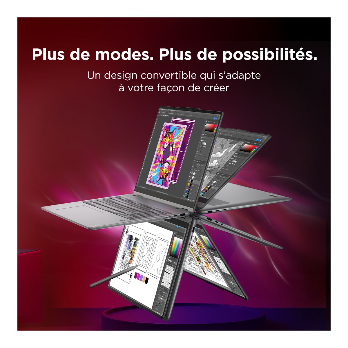 Ordinateur portable Yoga 7 2-in-1 14IPH11 Bl 14" Tactile OLED Intel Core Ultra 5 322 16 Go RAM LPDDR5x SSD 512 Go couleur unique, LENOVO