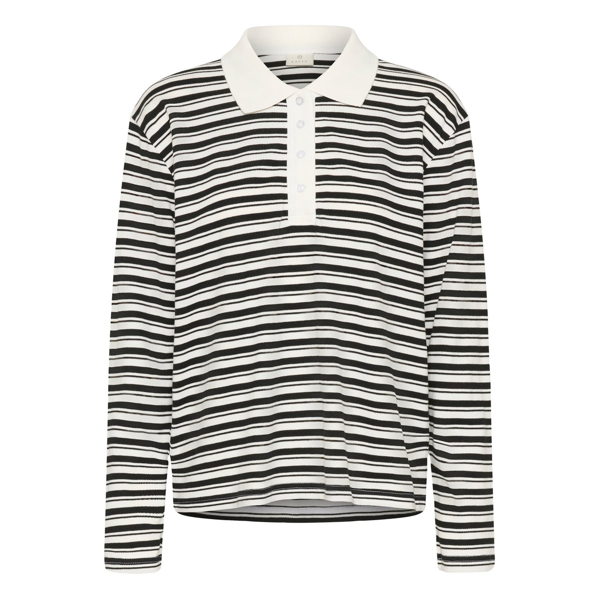 Chemise polo blanc chalk with black deep stripe, KAFFE