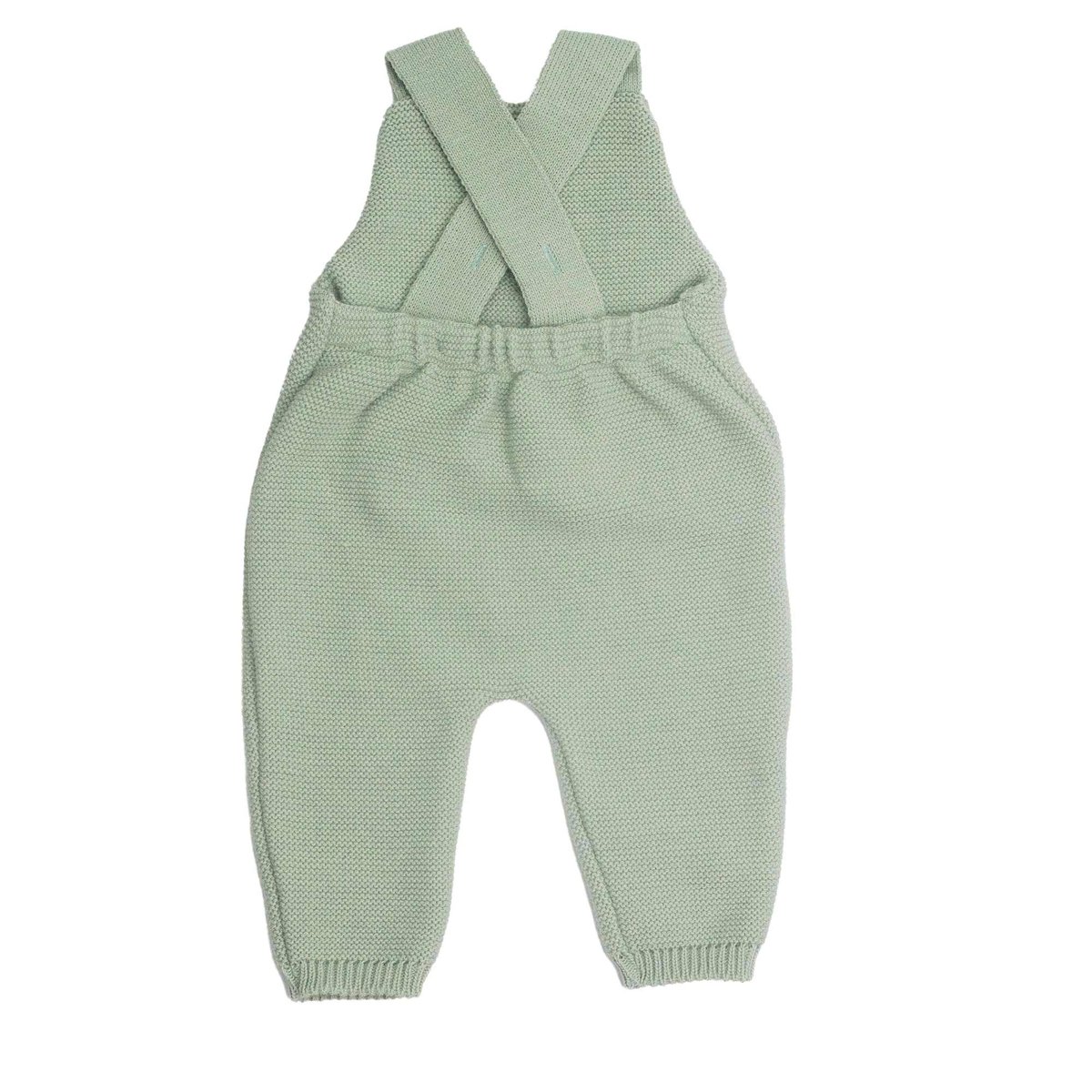 Salopette bébé en maille #a0b5a5, TROIS KILOS SEPT