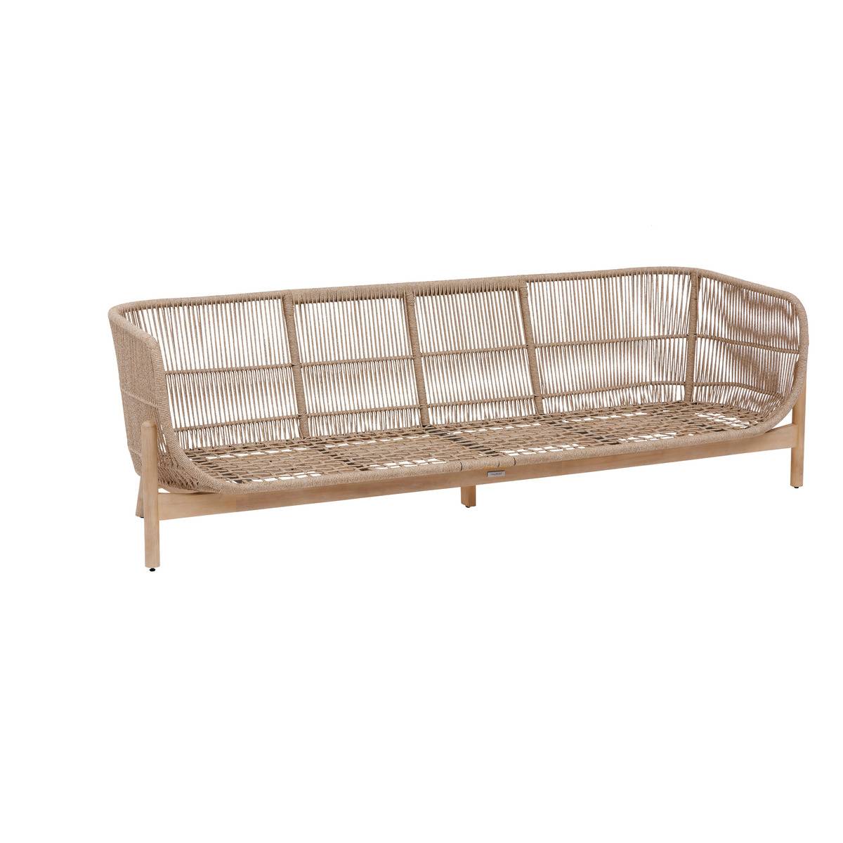 Canapé de jardin 3 places en acacia et corde tressée DEONA beige, HESPERIDE