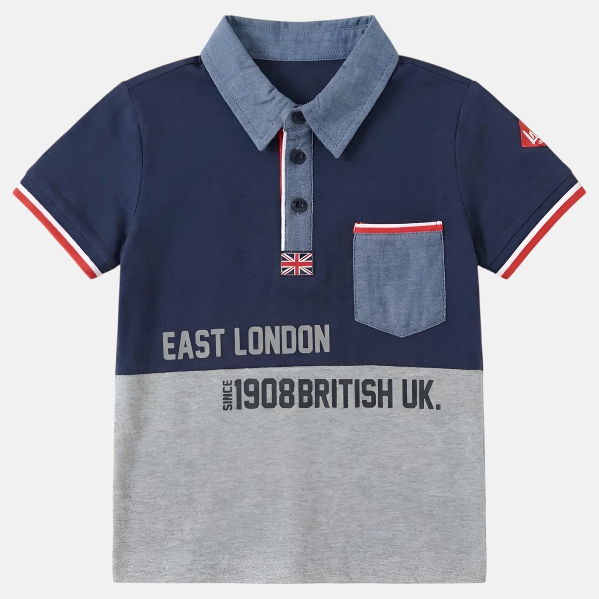 Polo manches courtes, col polo et patte boutonnée COLLÈGE bleu marine, LEE COOPER