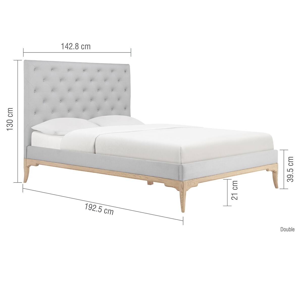 Toulon Oak & Buttoned Linen Bed light oak wood, WILLIS & GAMBIER