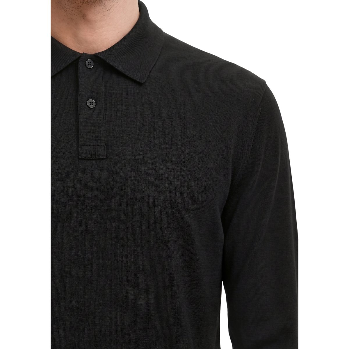 Polo à manches longues, coupe classique en pur coton biologique noir, MARC O'POLO