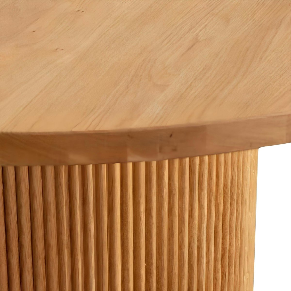 Table à manger ronde chêne clair pied rainuré Ø150 cm IENA bois naturel, PIER IMPORT