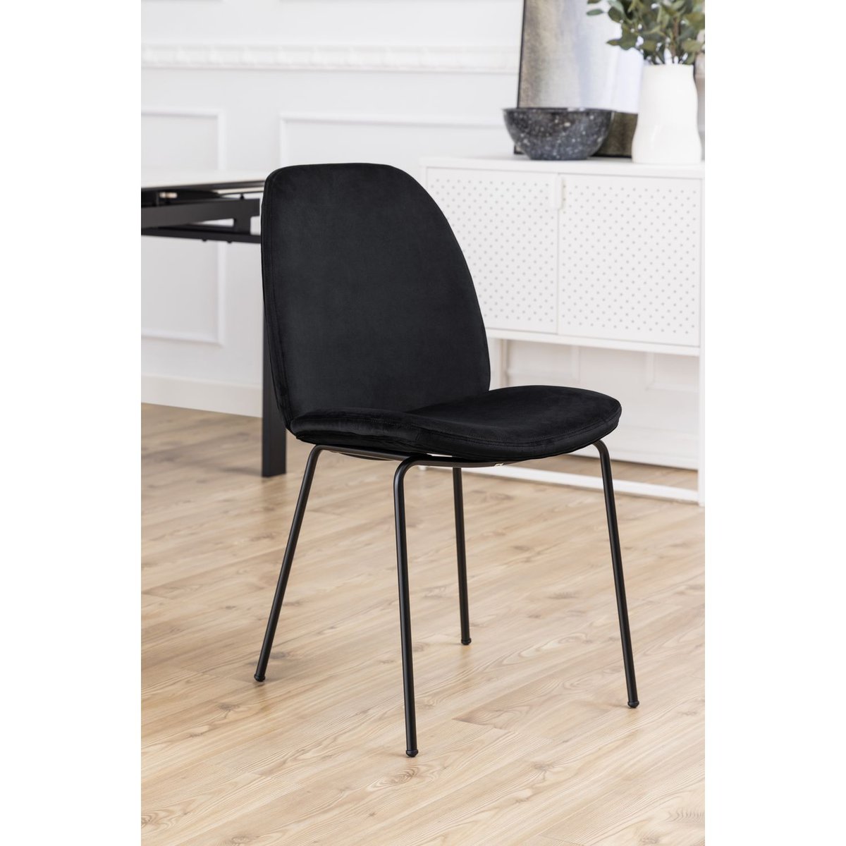 Lot de 2 chaises Billie en velours et métal noir, TOILINUX