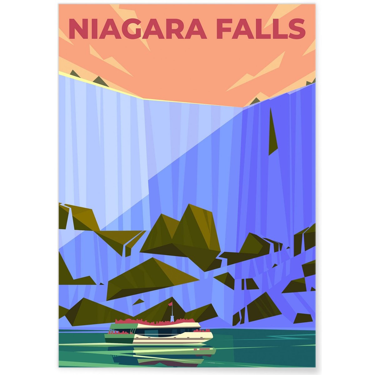 Affiche Niagara Falls blanc, L'AFFICHERIE