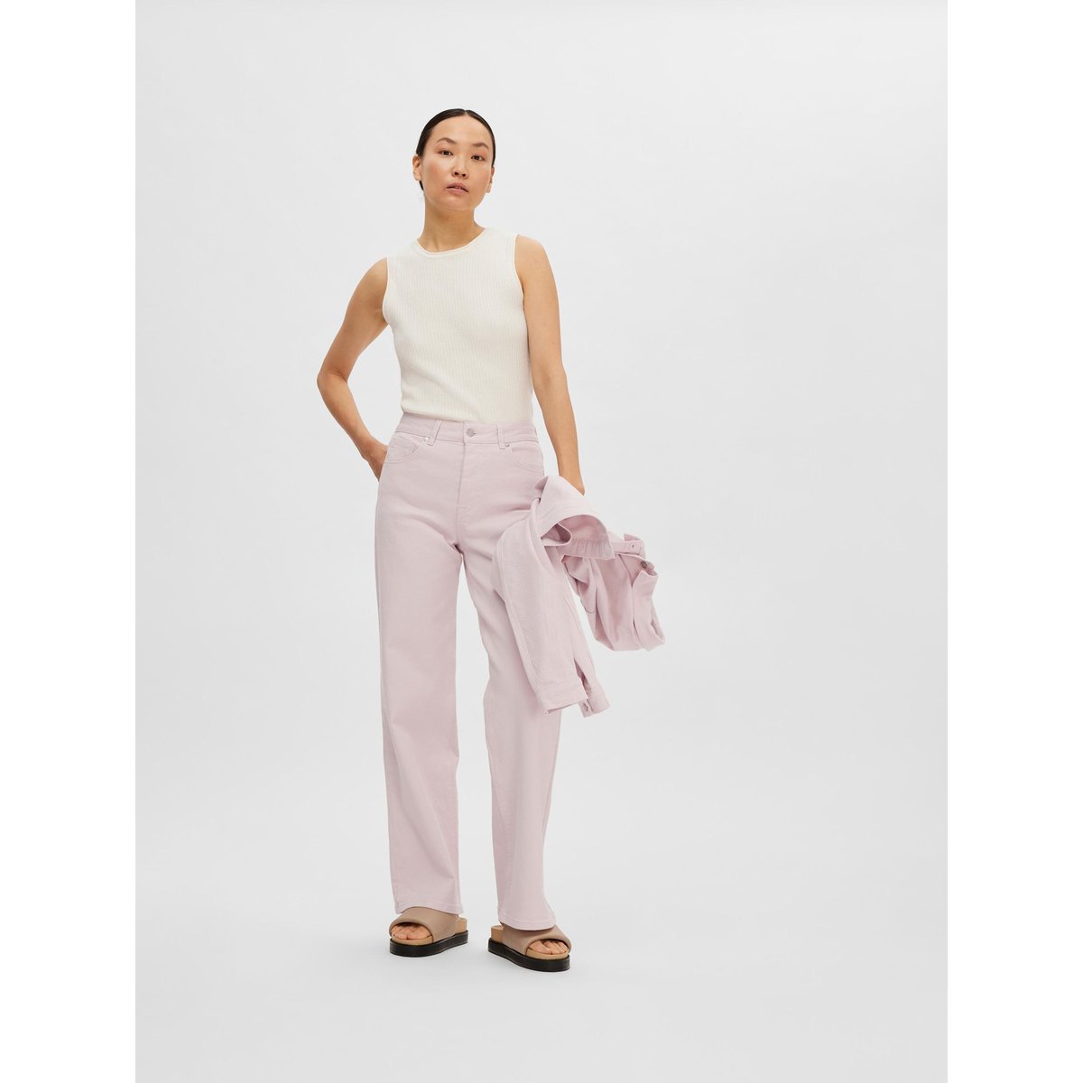 Top En Maille birch, SELECTED