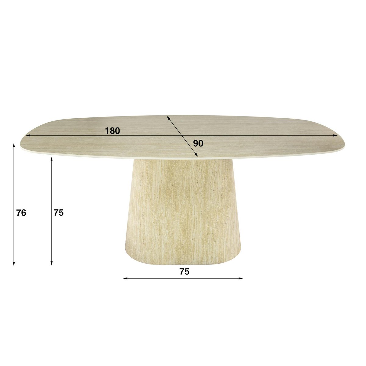 Table à manger céramique 3D design ovale moderne 180 cm COLISEE beige, PIER IMPORT