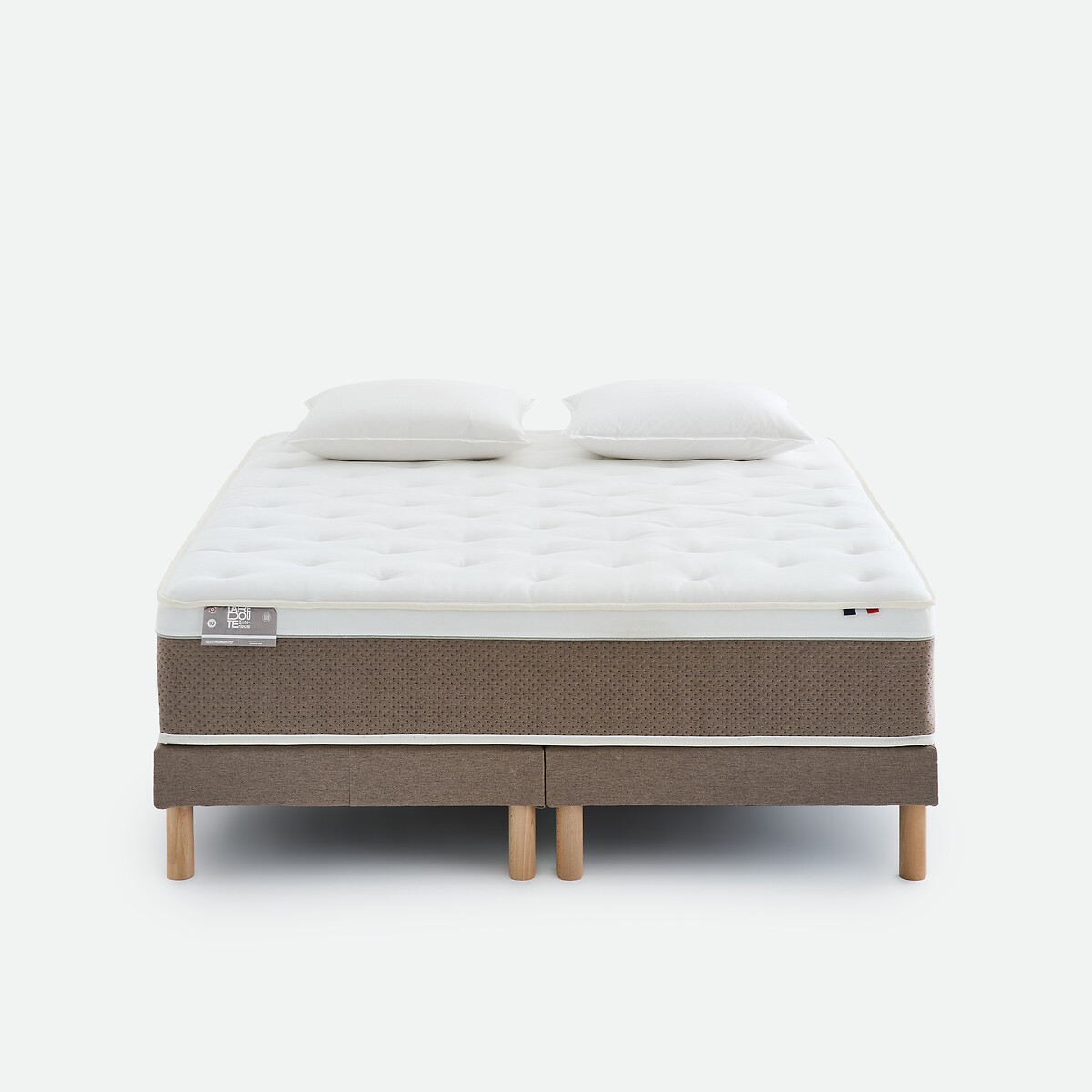 Ensemble matelas hybride Premium, 1326 ressorts, soutien ferme, et sommier taupe, LA REDOUTE INTERIEURS