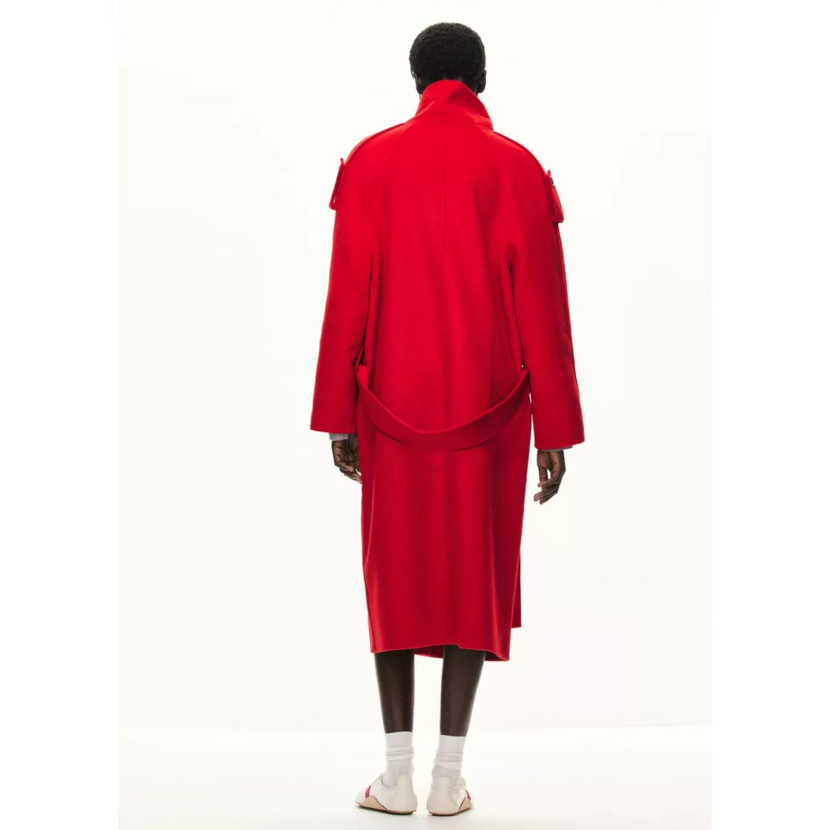 Manteau laine ceinture rouge, MANGO