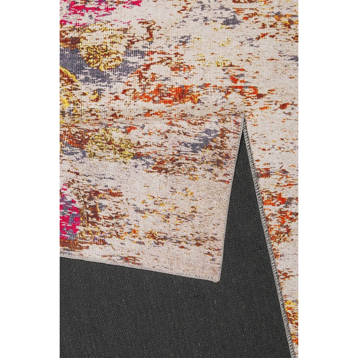 Tapis plat motif vintage effet usé ,  Focus beige,orange,jaune, WECON HOME