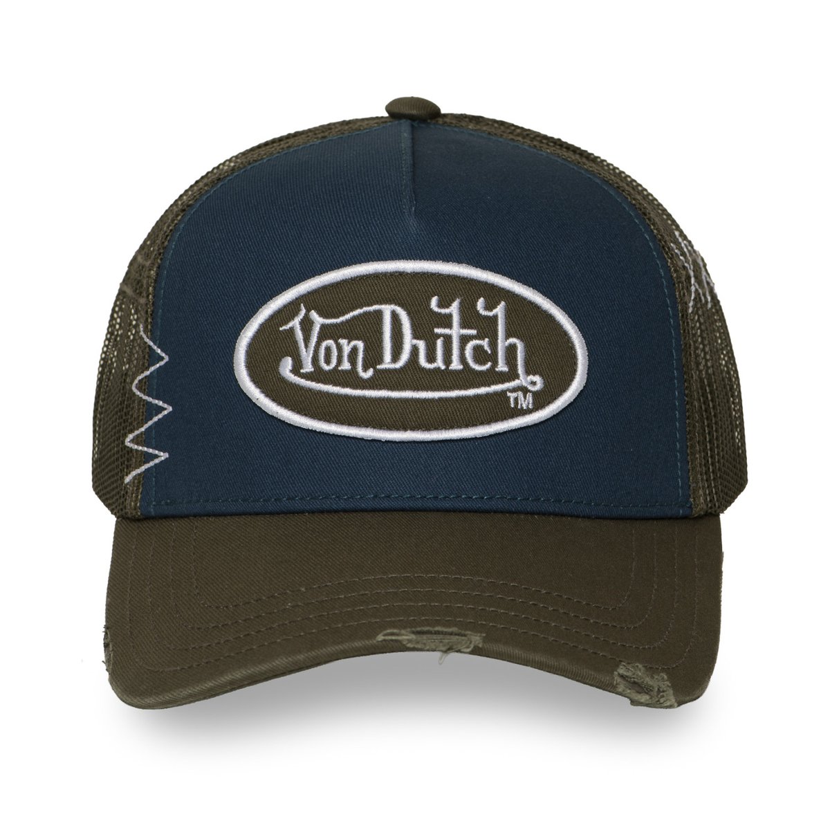 Casquette trucker USED bleu foncé/kaki foncé/blanc, VON DUTCH