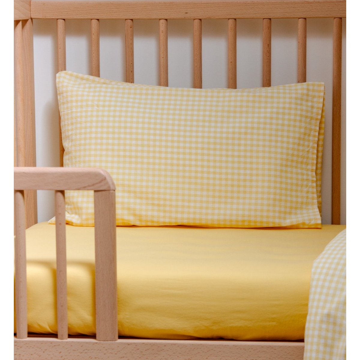 Taie d'oreiller en percale de coton bio, VICHY vichy tournesol, KADOLIS